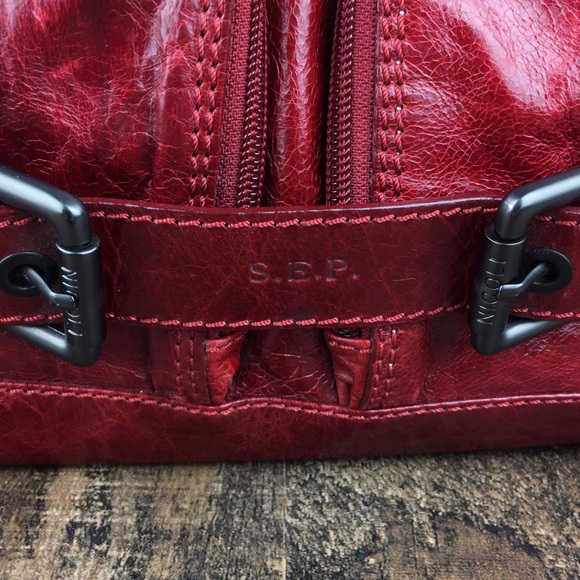 Nicoli Italian Leather Red Buckle Bag Purse - Picture 5 of 15